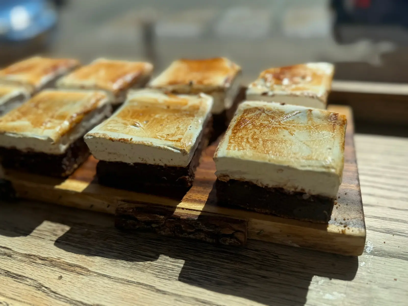 S'mores brownies with toasted marshmallow layers